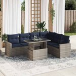 vidaXL Salon de jardin avec coussins 7 Pièces noir résine tressée acacia