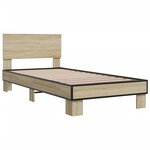 vidaXL Cadre de lit chêne sonoma 90x190 cm bois d'ingénierie et métal