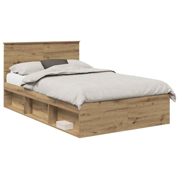 vidaXL Cadre de lit Chêne artisan 120 x 200 cm Bois d'ingénierie