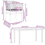 vidaXL Ensemble à manger de jardin 5 Pièces noir résine tressée verre