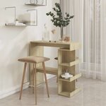 vidaXL Table de bar étagère de rangement Chêne sonoma Bois ingénierie