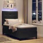 vidaXL Lit à Ressorts avec Matelas LED Noir 100 x 200 cm Velours
