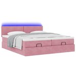vidaXL Cadre de lit ottoman avec matelas rose 180x200 cm velours