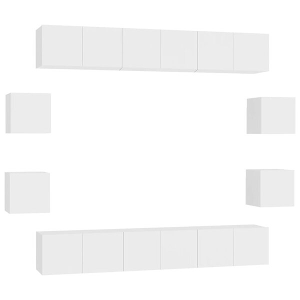 vidaXL Ensemble de meubles TV 10 Pièces Blanc Bois d'ingénierie