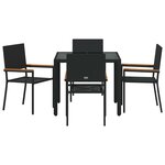 vidaXL Ensemble de salle à manger pour jardin 5 Pièces Noir