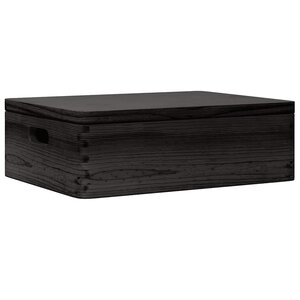 vidaXL Boîte en bois avec couvercle et poignées noir bois pin massif
