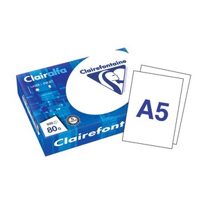 Ramette 500 Feuilles Papier 80g A5 148x210 mm Certifié FSC Blanc 170CIE CLAIRALFA