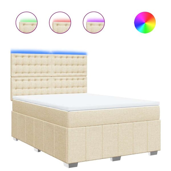 vidaXL Sommier à lattes de lit avec matelas Crème 140x190 cm Tissu