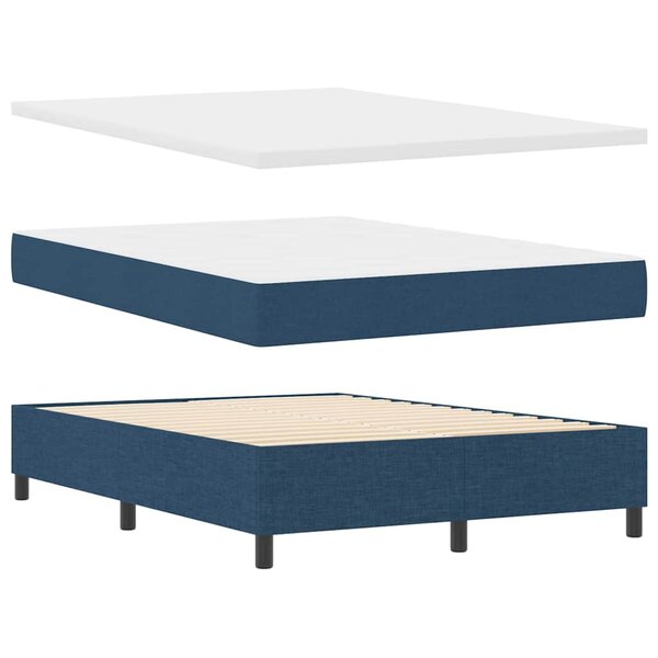 vidaXL Lit à ressorts avec matelas Bleu 140 x 190 cm tissu