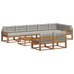 vidaXL Ensemble de canapés d'extérieur 9 Pièces Naturel et gris clair