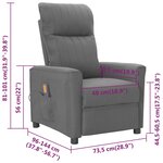 vidaXL Fauteuil de massage Gris clair Tissu