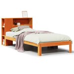 vidaXL Lit bibliothèque sans matelas cire marron 90x200 cm pin massif