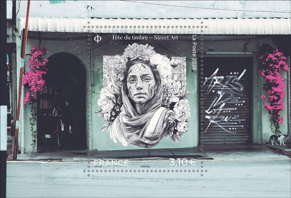 Bloc 1 timbre - Arts de la rue - Street Art - Lettre Verte