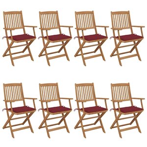 vidaXL Chaises pliables de jardin lot de 8 avec coussins Bois d'acacia