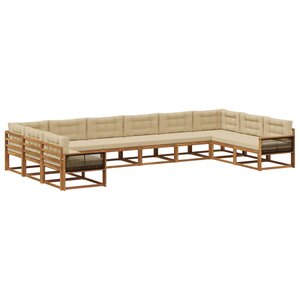 vidaXL Ensemble de canapés d'extérieur 10 pc Naturel et Beige