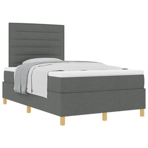 vidaXL Lit à ressorts avec tête de lit Gris foncé 120 x 190 cm tissu