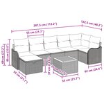 Ensemble de Canapés de Jardin vidaXL 8 Pièces avec Coussins Gris en Rattan Poly