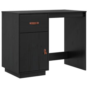vidaXL Bureau Noir 95x50x75 cm Bois massif de pin