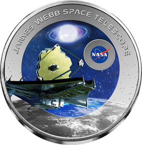 Monnaie en titane 2 cedis g 31.1 (1 oz) millésime 2023 space coins james webb telescope 1