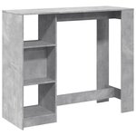 vidaXL Table de bar avec étagère gris béton bois d'ingénierie