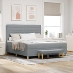 vidaXL Lit à ressorts avec tête de lit Gris clair 200 x 180 cm tissu