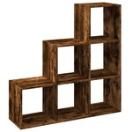 vidaXL Étagère séparatrice de pièce à 3 niveaux chêne fumé 99x29x99 cm