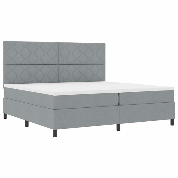 vidaXL Lit à ressorts avec matelas Gris clair 200 x 200 cm tissu