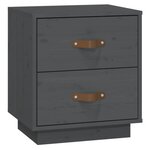  vidaXL Tables de chevet 2 Pièces Gris 40x34x45 cm Bois de pin massif
