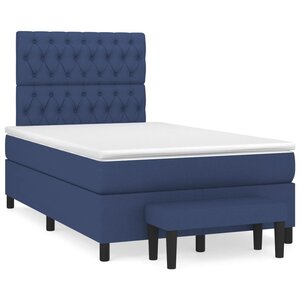 vidaXL Sommier à lattes de lit avec matelas Bleu 120x200 cm Tissu