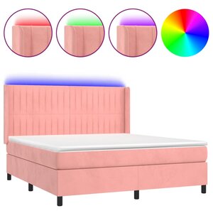 vidaXL Sommier à lattes de lit matelas et LED Rose 180x200 cm Velours