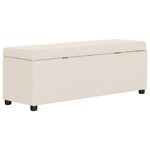 Banquette pouf tabouret meuble banc avec compartiment de rangement 116 cm crème polyester 3002063