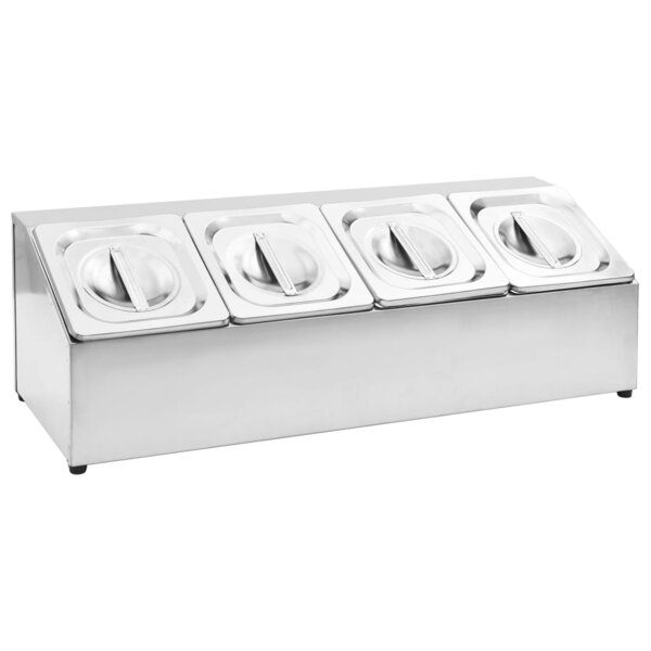 vidaXL Récipient Gastronorm avec 4 bacs GN 1/6 Acier inoxydable