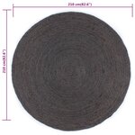 vidaXL Tapis fait à la main Jute Rond 210 cm Gris foncé