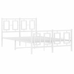 vidaXL Cadre de lit métal sans matelas et pied de lit blanc 120x190 cm
