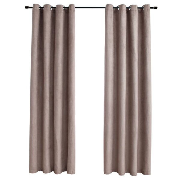 vidaXL Rideaux occultants avec anneaux en métal 2 Pièces Taupe 140x175 cm
