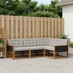 vidaXL Ensemble de canapés d'extérieur 4 Pièces Naturel et gris clair