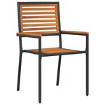 Ensemble repas jardin vidaXL 3 pièces poly rotin noir et acacia