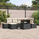 vidaXL Ensemble de canapé de jardin 7 Pièces Noir Poly rotin