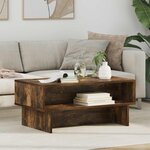 vidaXL Table basse Chêne fumé 80 x 46 x 35 cm Bois d'ingénierie
