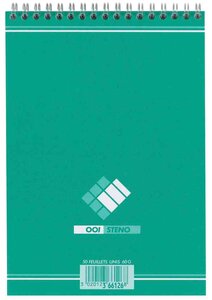 Bloc sténo spiralé 14 8 x 21 cm 180 pages 60g uni blanc CONQUÉRANT