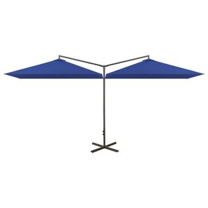 vidaXL Parasol de jardin double avec mât en acier bleu azuré 600x300cm