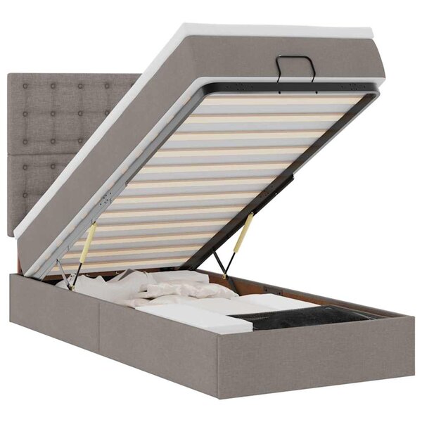 vidaXL Cadre de lit ottoman avec matelas taupe 90x190 cm tissu