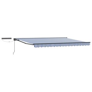 vidaXL Auvent rétractable électrique Bleu Blanc Anthracite 5 x 3 m