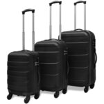 vidaXL Ensemble de valises rigides 3 Pièces Noir 45 5/55/66 cm