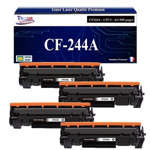 T3AZUR -4x Toners compatibles avec HP CF244A (44A) pour HP LaserJet Pro M14a  M14w  M15a  M15w  M27a  M27w  MFP M28a  M28w