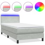 vidaXL Sommier à lattes de lit et matelas et LED gris clair 100x210cm velours