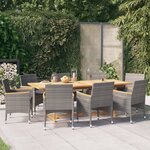 vidaXL Ensemble à manger de jardin 9 Pièces avec coussins Gris
