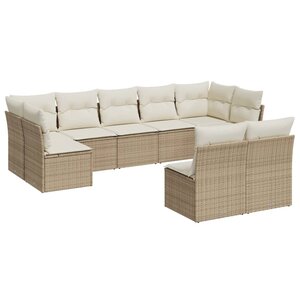 vidaXL Salon de jardin avec coussins 9 Pièces beige résine tressée