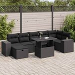 vidaXL Salon de jardin 5 Pièces avec coussins noir résine tressée