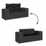 vidaXL Salon de jardin 6 Pièces avec coussins noir résine tressée acacia
